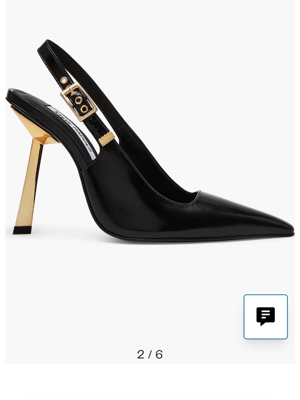 Steve Madden Black Leather Slingback Pumps with Gold Sculpted Heel